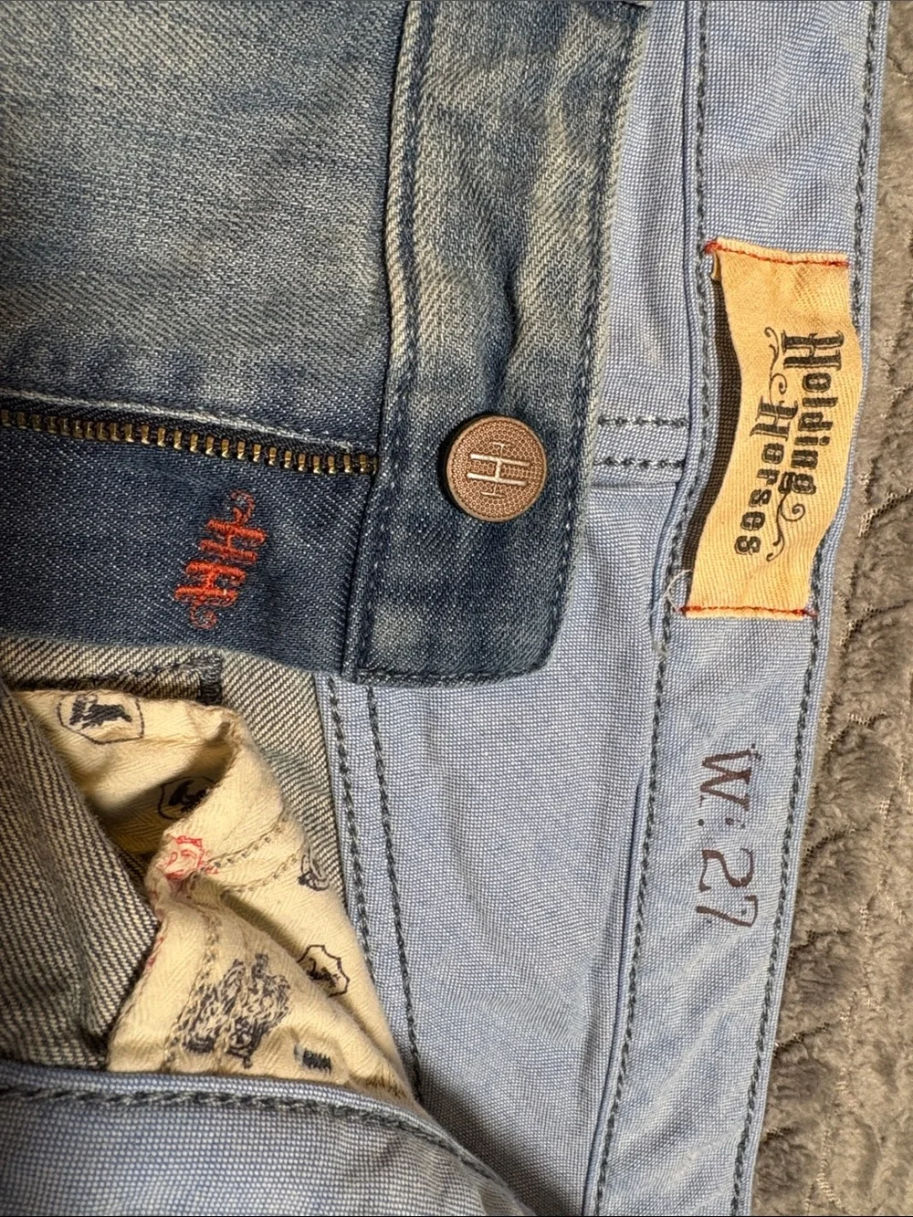 Anthropologie Holding Horses Distressed Patchwork Denim Jean Shorts Size 27